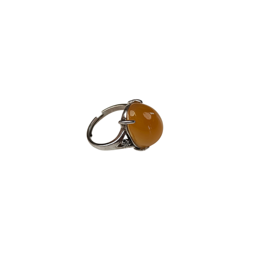 Yellow Agate Ring — Silver Setting | Adjustable | Joy & Solar Energy