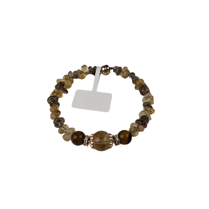 Agate Chip & Tiger Eye Bracelet — Gold Spacers | Grounding & Protection