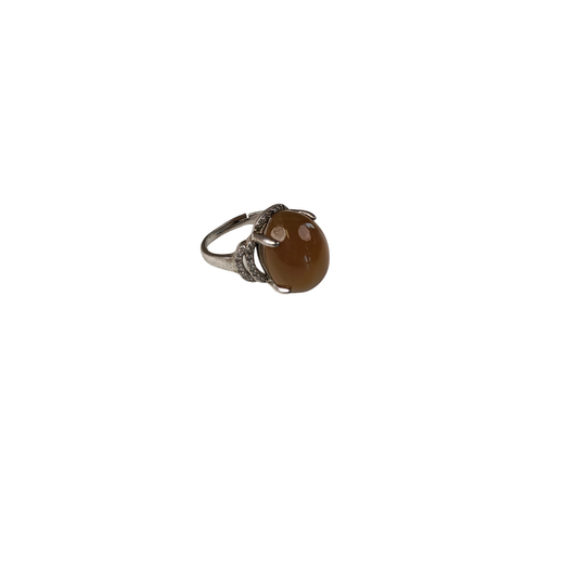Brown Agate Ring — Silver Claw Setting | Adjustable | Grounding Energy
