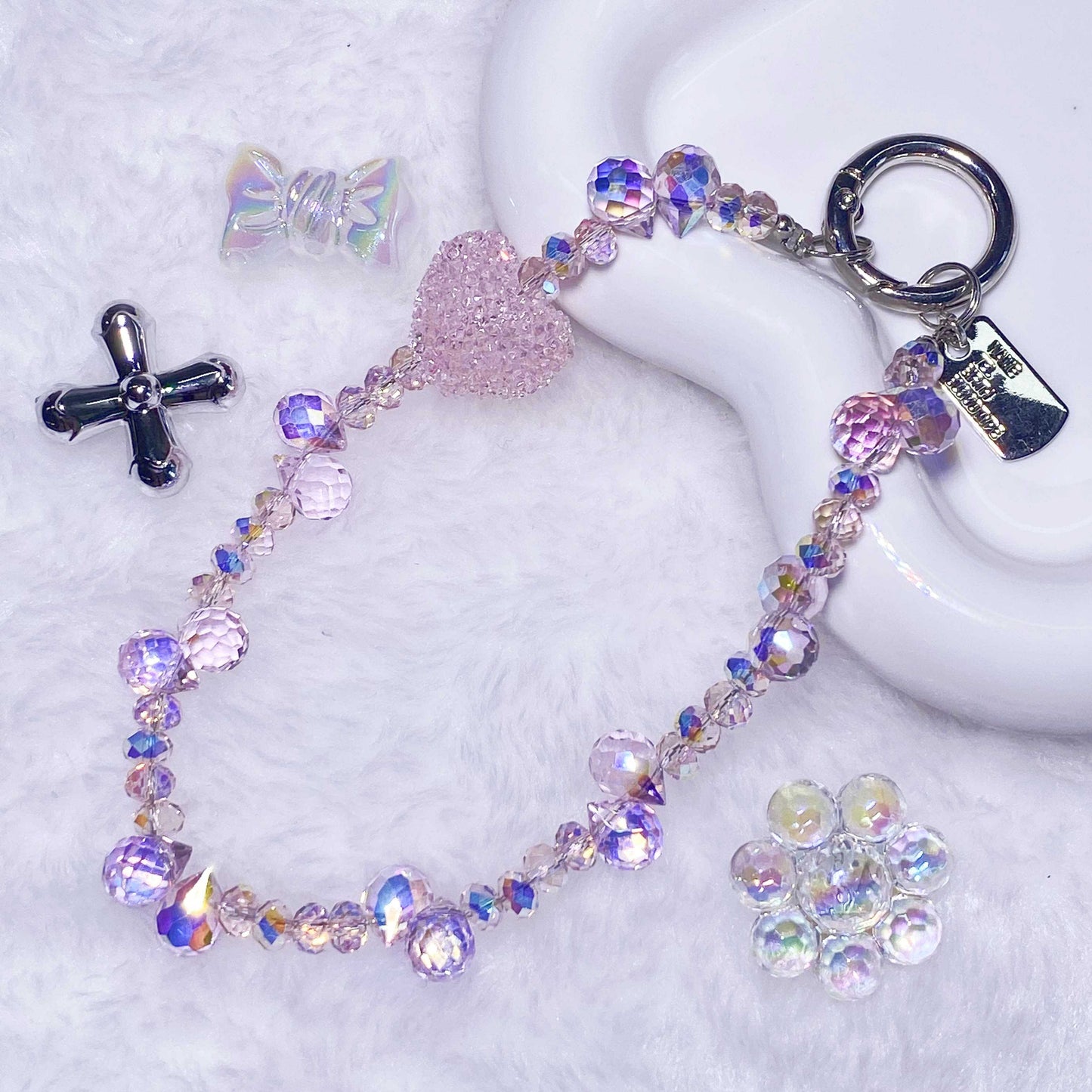 Crystal phone chain multi-color key chain