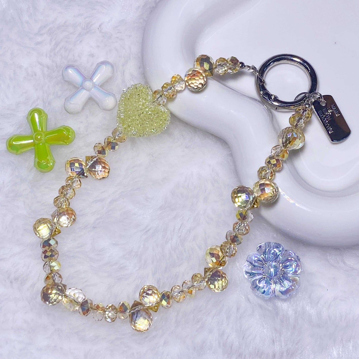 Crystal phone chain multi-color key chain