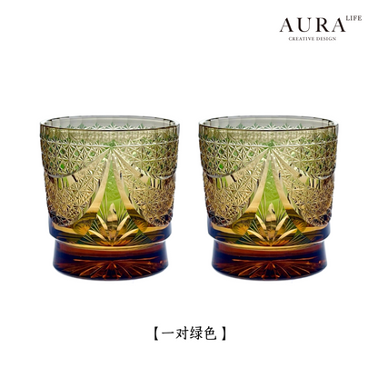 AURA'S Master Collection Edo Kiriko Brilliant Galaxy Crystal Glass Whiskey Glass Gift Cup