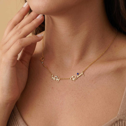 European and American zodiac zodiac birth stone necklace, personalized custom letter clavicle chain, cross-border INS style custom pendant