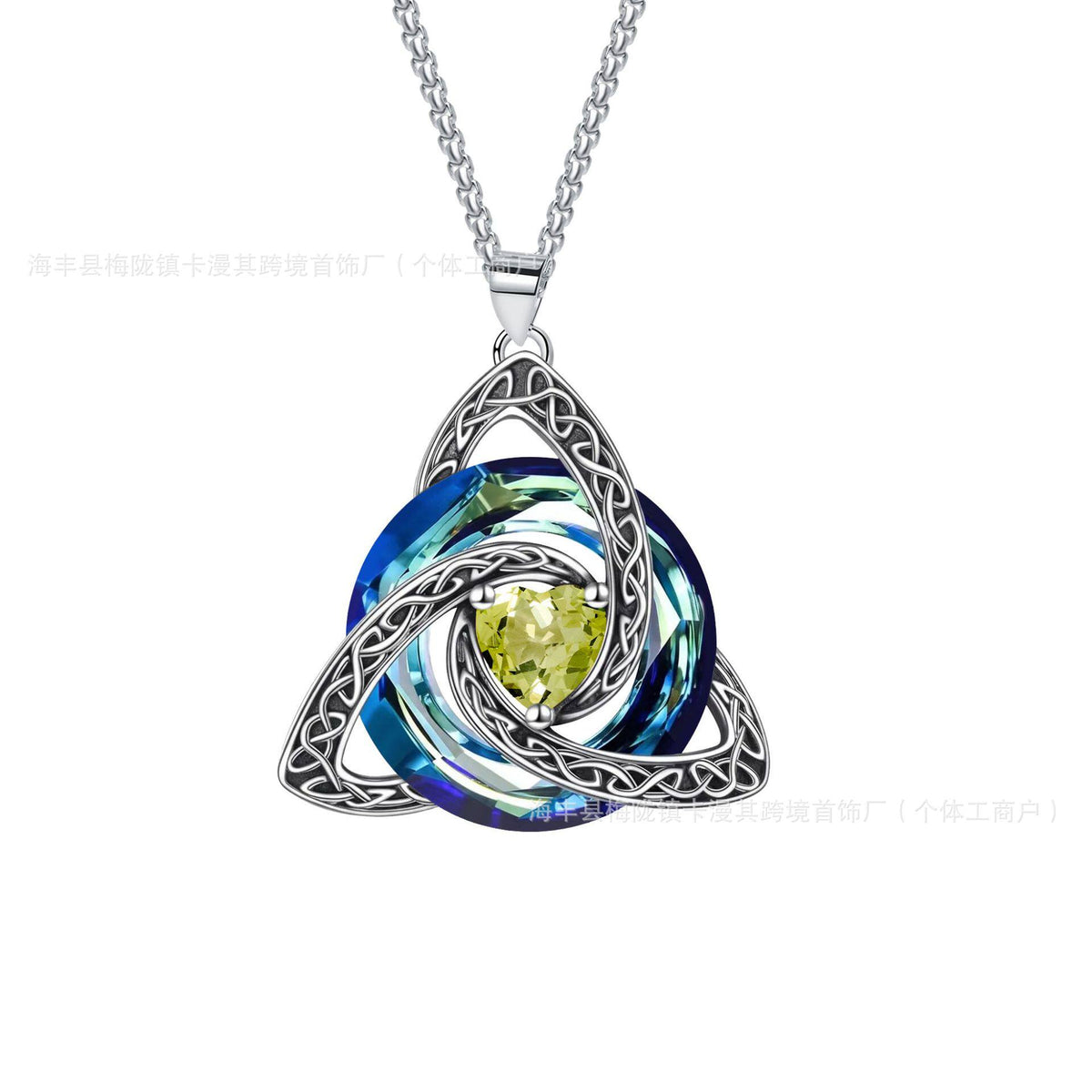 Cross-border bestseller 12 birthstone Celtic knot necklace, light luxury high-end birthstone pendant, Amazon collarbone chain