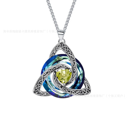 Cross-border bestseller 12 birthstone Celtic knot necklace, light luxury high-end birthstone pendant, Amazon collarbone chain