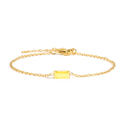St.delan square titanium steel bracelet for women, new light luxury, niche, exquisite colorful crystal zircon bracelet