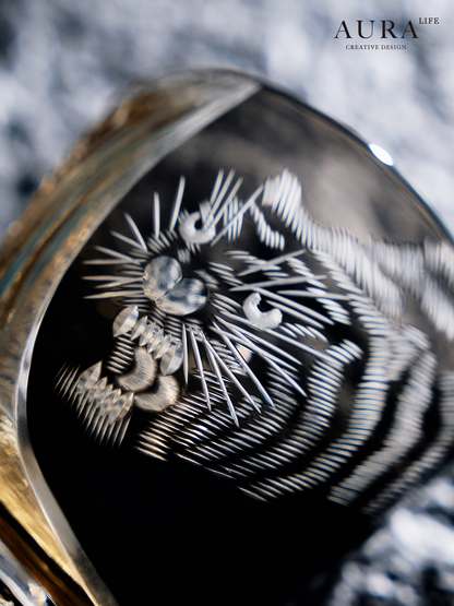 AURA'S Edo Kiriko Master Tiger Hand-Cut Crystal Glass Whiskey Glass High-End Gift