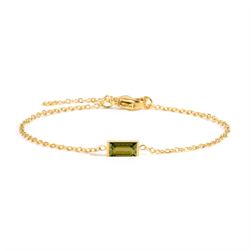 St.delan square titanium steel bracelet for women, new light luxury, niche, exquisite colorful crystal zircon bracelet