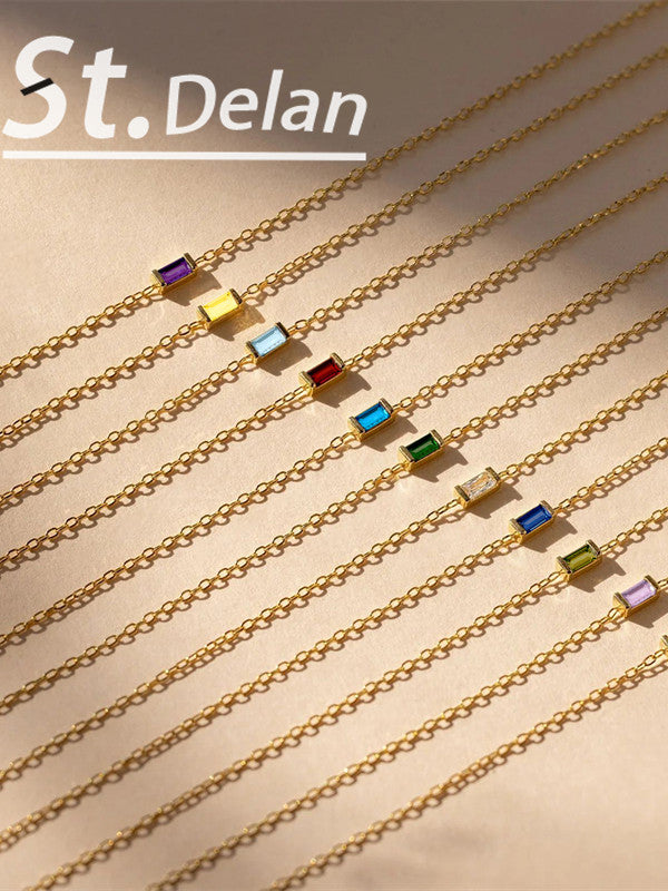 St.delan square titanium steel bracelet for women, new light luxury, niche, exquisite colorful crystal zircon bracelet