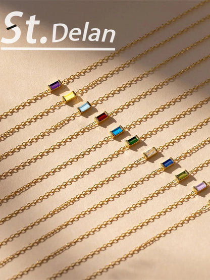St.delan square titanium steel bracelet for women, new light luxury, niche, exquisite colorful crystal zircon bracelet