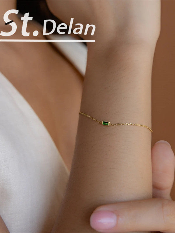 St.delan square titanium steel bracelet for women, new light luxury, niche, exquisite colorful crystal zircon bracelet