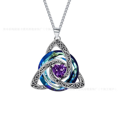 Cross-border bestseller 12 birthstone Celtic knot necklace, light luxury high-end birthstone pendant, Amazon collarbone chain