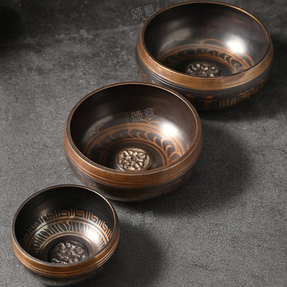 Patterned Singing Bowl · Brown & Blue