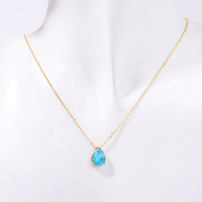 DPM "Birthstone" December Birthday Necklace Water Drop Zircon December Birthstone Birthstone Couple Necklace