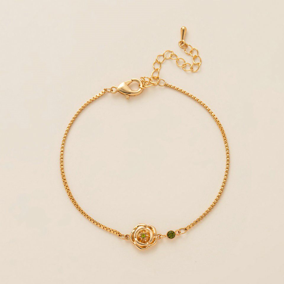 December Flower Bracelet Zircon Birthstone Pendant Bracelet Women's Zodiac Peanut Day Birth Flower Color Preservation