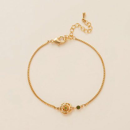 December Flower Bracelet Zircon Birthstone Pendant Bracelet Women's Zodiac Peanut Day Birth Flower Color Preservation