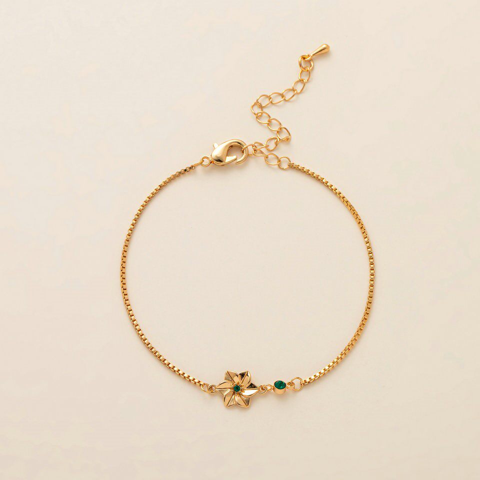 December Flower Bracelet Zircon Birthstone Pendant Bracelet Women's Zodiac Peanut Day Birth Flower Color Preservation