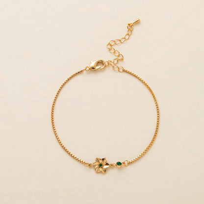 December Flower Bracelet Zircon Birthstone Pendant Bracelet Women's Zodiac Peanut Day Birth Flower Color Preservation