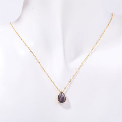 DPM "Birthstone" December Birthday Necklace Water Drop Zircon December Birthstone Birthstone Couple Necklace