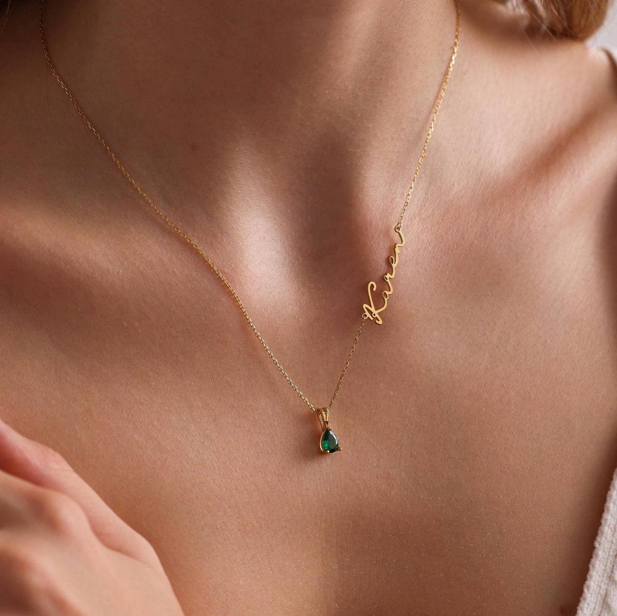European and American zodiac zodiac birth stone necklace, personalized custom letter clavicle chain, cross-border INS style custom pendant