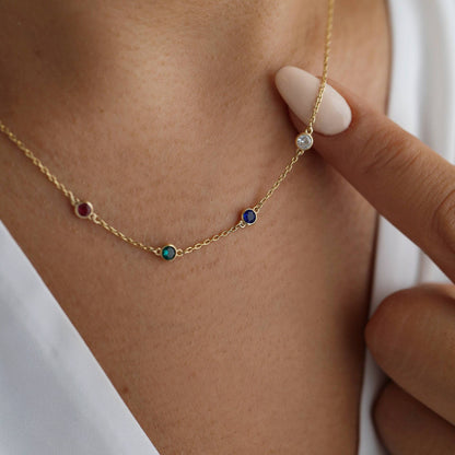 European and American zodiac zodiac birth stone necklace, personalized custom letter clavicle chain, cross-border INS style custom pendant
