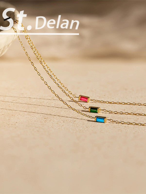 St.delan square titanium steel bracelet for women, new light luxury, niche, exquisite colorful crystal zircon bracelet