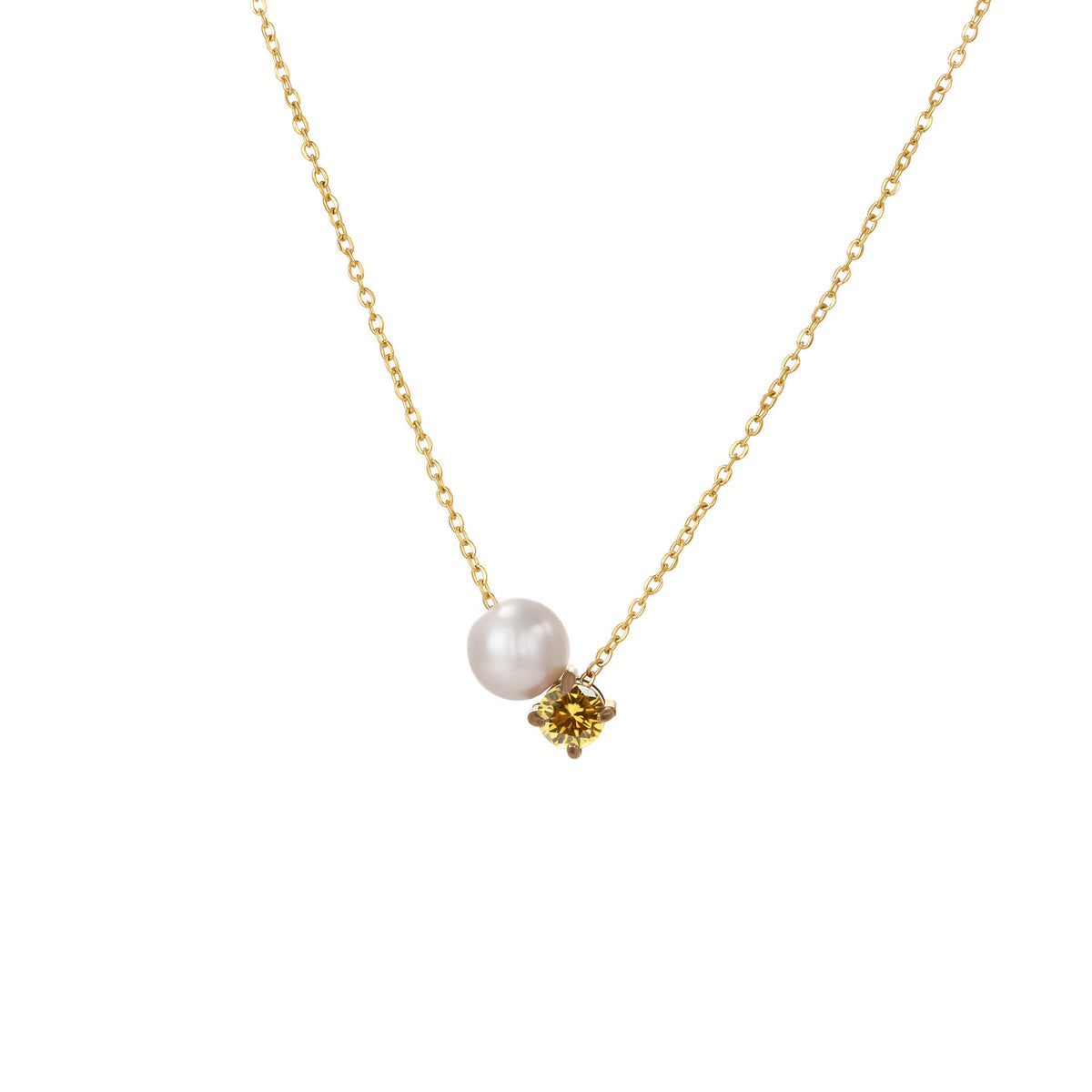 DPM 'Birthstone Series' European and American Versatile Necklace, Clavicle Chain, Single Pearl Zircon Pendant Necklace