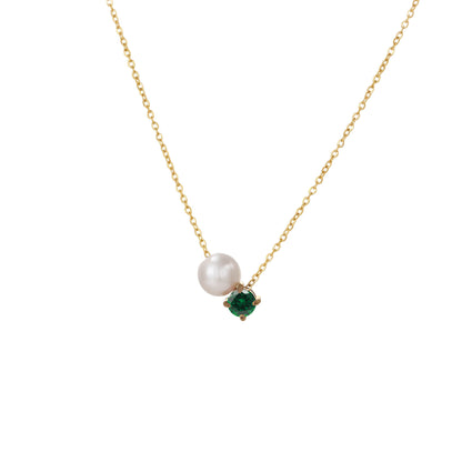 DPM 'Birthstone Series' European and American Versatile Necklace, Clavicle Chain, Single Pearl Zircon Pendant Necklace