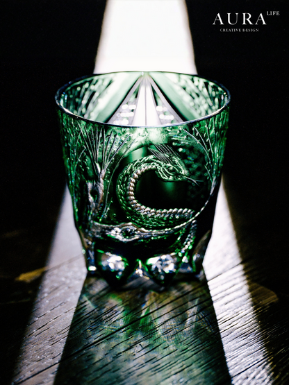 AURA'S Edo Kiriko Master High-end Hand-Carved Crystal Glass Whiskey Glass Year of the Snake Gift Cup