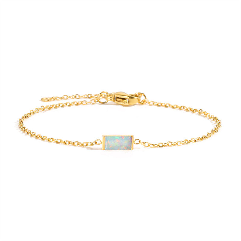 St.delan square titanium steel bracelet for women, new light luxury, niche, exquisite colorful crystal zircon bracelet