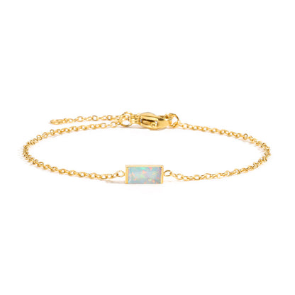 St.delan square titanium steel bracelet for women, new light luxury, niche, exquisite colorful crystal zircon bracelet