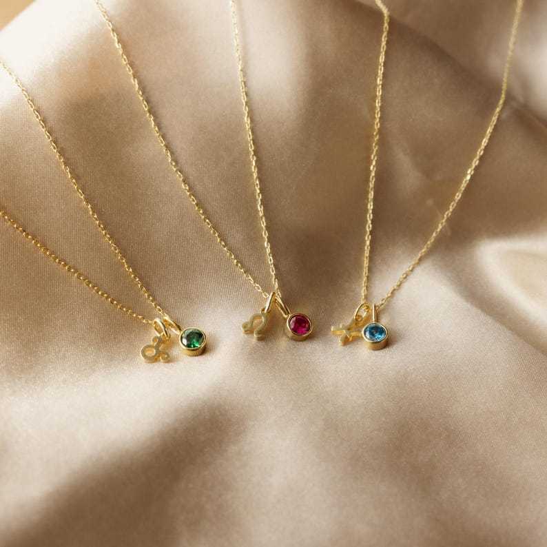 European and American zodiac zodiac birth stone necklace, personalized custom letter clavicle chain, cross-border INS style custom pendant
