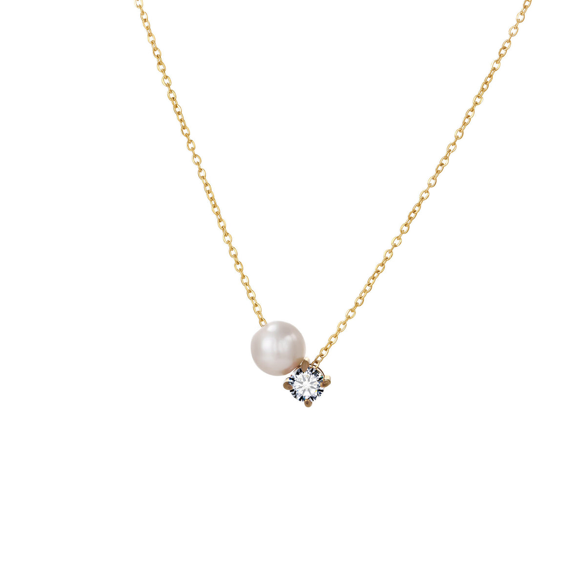 DPM 'Birthstone Series' European and American Versatile Necklace, Clavicle Chain, Single Pearl Zircon Pendant Necklace