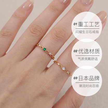 [Self-operated] OSEWAYA Japanese Ring: Twelve Zodiac Birth Stone Rings for Women, Exquisite Diamond-Set Simple Rings