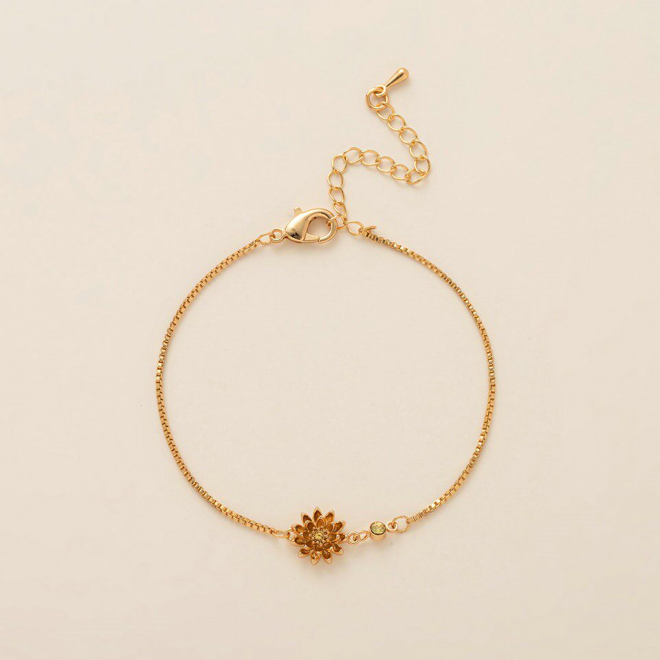 December Flower Bracelet Zircon Birthstone Pendant Bracelet Women's Zodiac Peanut Day Birth Flower Color Preservation