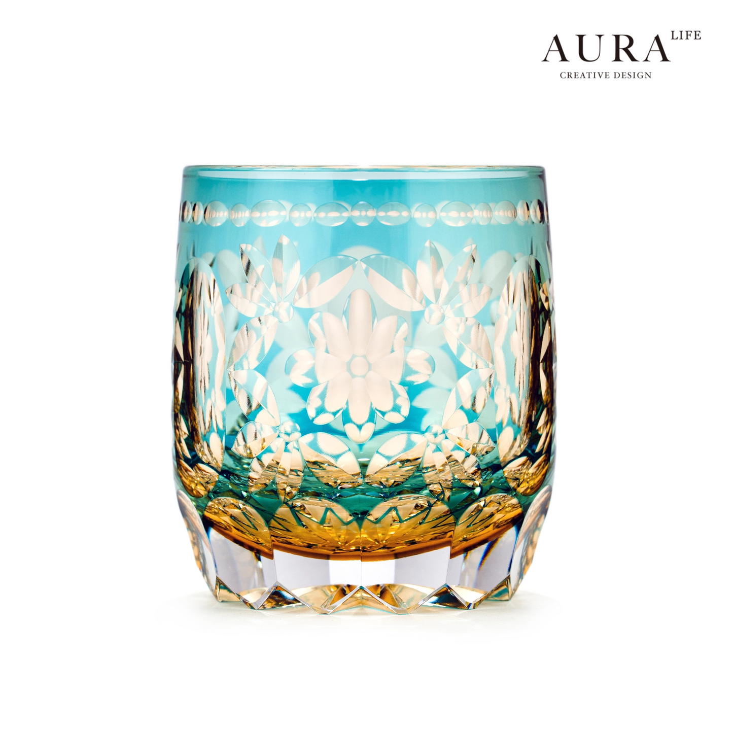 AURA'S Edo Kiriko Limited Edition Flower Handball Light Luxury Crystal Glass Whiskey Whiskey Glass Western Wine Glass Gift Gift