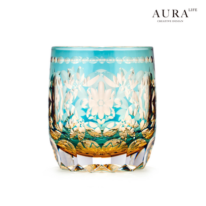 AURA'S Edo Kiriko Limited Edition Flower Handball Light Luxury Crystal Glass Whiskey Whiskey Glass Western Wine Glass Gift Gift