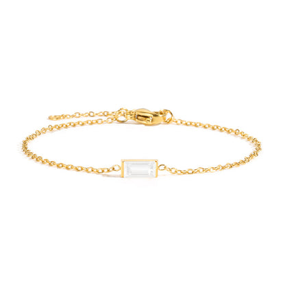 St.delan square titanium steel bracelet for women, new light luxury, niche, exquisite colorful crystal zircon bracelet