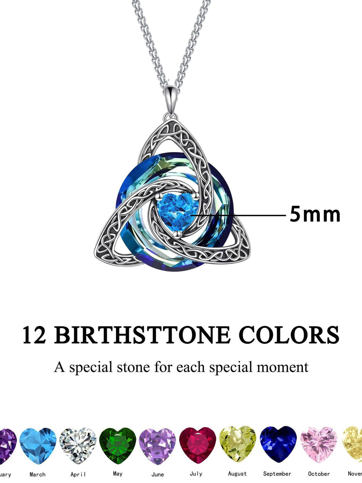 Cross-border bestseller 12 birthstone Celtic knot necklace, light luxury high-end birthstone pendant, Amazon collarbone chain