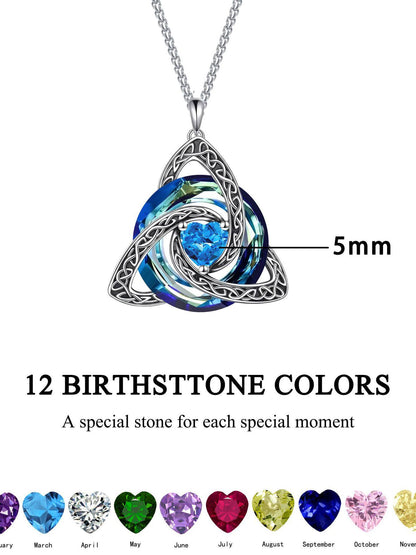 Cross-border bestseller 12 birthstone Celtic knot necklace, light luxury high-end birthstone pendant, Amazon collarbone chain