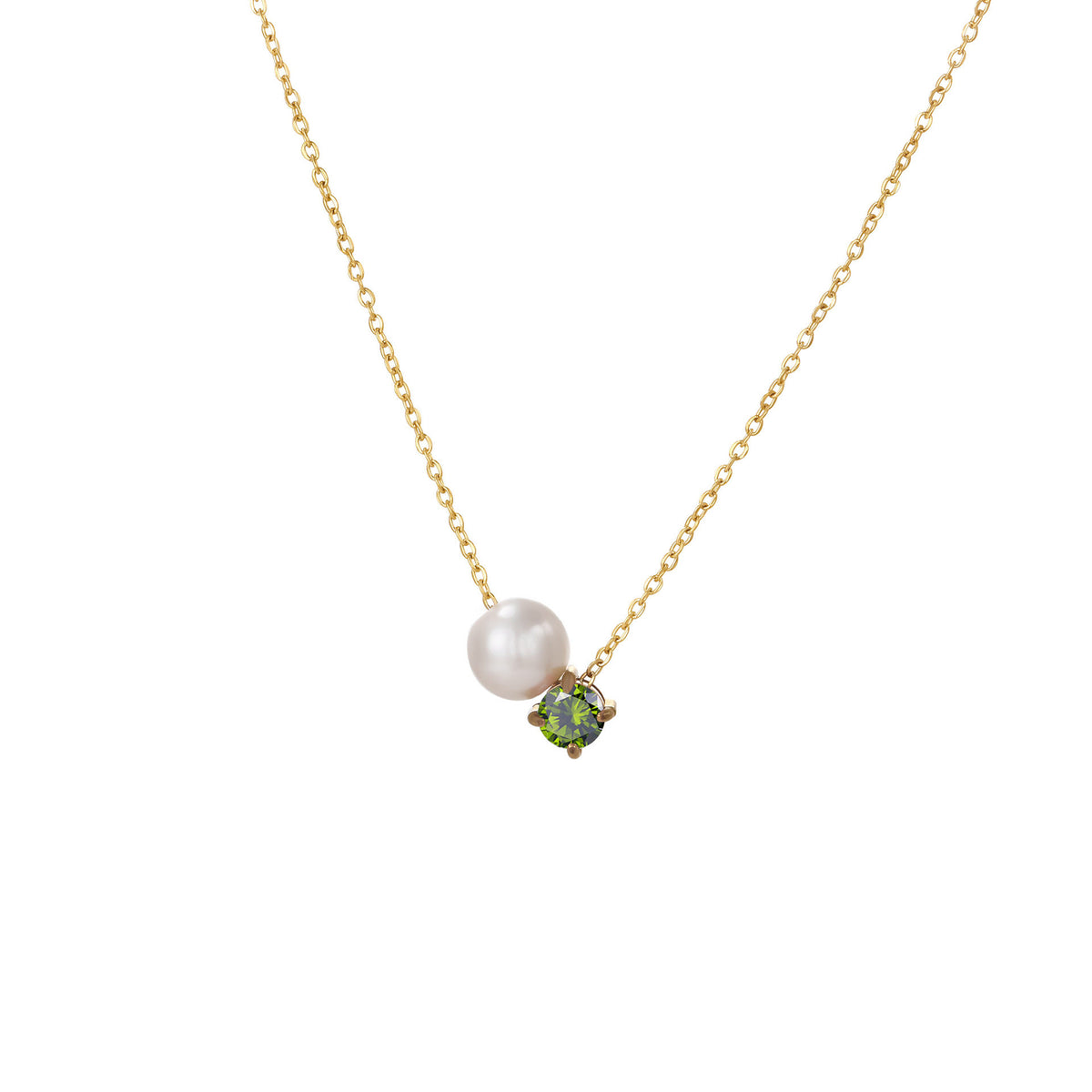 DPM 'Birthstone Series' European and American Versatile Necklace, Clavicle Chain, Single Pearl Zircon Pendant Necklace