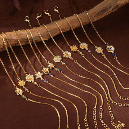 December Flower Bracelet Zircon Birthstone Pendant Bracelet Women's Zodiac Peanut Day Birth Flower Color Preservation