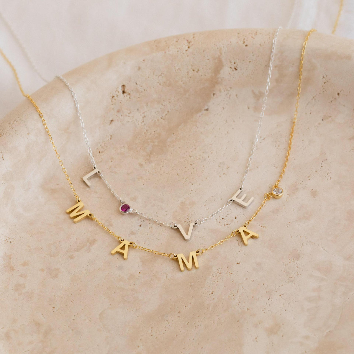 European and American zodiac zodiac birth stone necklace, personalized custom letter clavicle chain, cross-border INS style custom pendant