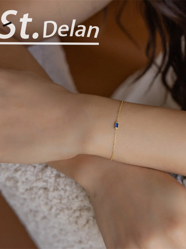 St.delan square titanium steel bracelet for women, new light luxury, niche, exquisite colorful crystal zircon bracelet