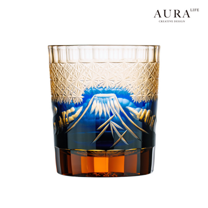 AURA'S Mt. Fuji Edo Kiriko hand-carved glass wine glasses premium whisky wine glasses gift box