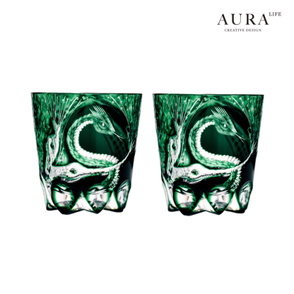 AURA'S Edo Kiriko Master High-end Hand-Carved Crystal Glass Whiskey Glass Year of the Snake Gift Cup