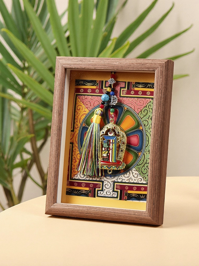 Tibetan-Inspired Framed Shrine Ornament