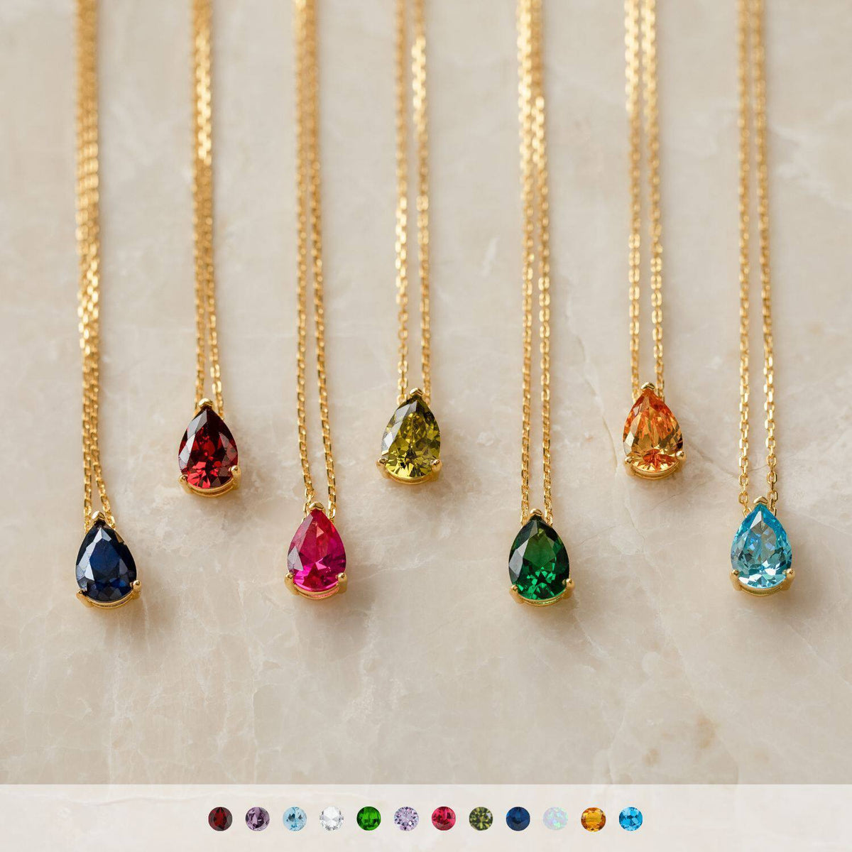 DPM "Birthstone" December Birthday Necklace Water Drop Zircon December Birthstone Birthstone Couple Necklace