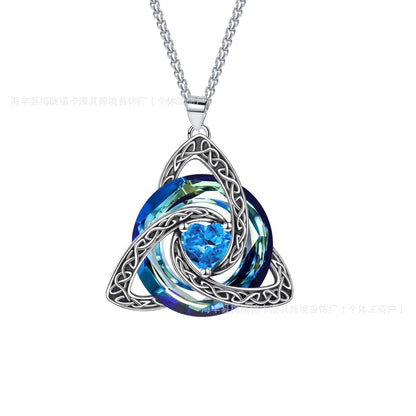 Cross-border bestseller 12 birthstone Celtic knot necklace, light luxury high-end birthstone pendant, Amazon collarbone chain