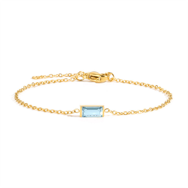 St.delan square titanium steel bracelet for women, new light luxury, niche, exquisite colorful crystal zircon bracelet